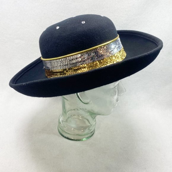 Vintage Sonni San Francisco Black Wool Wide Brim Bowler Hat main image 8